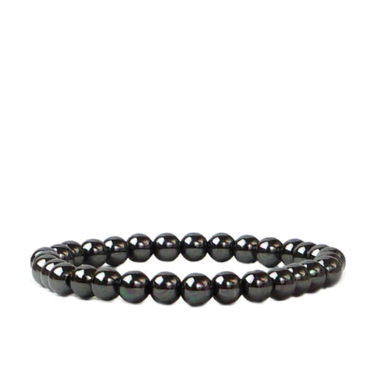 6mm Metal Beaded Stretch Bracelet | Hematite image 0