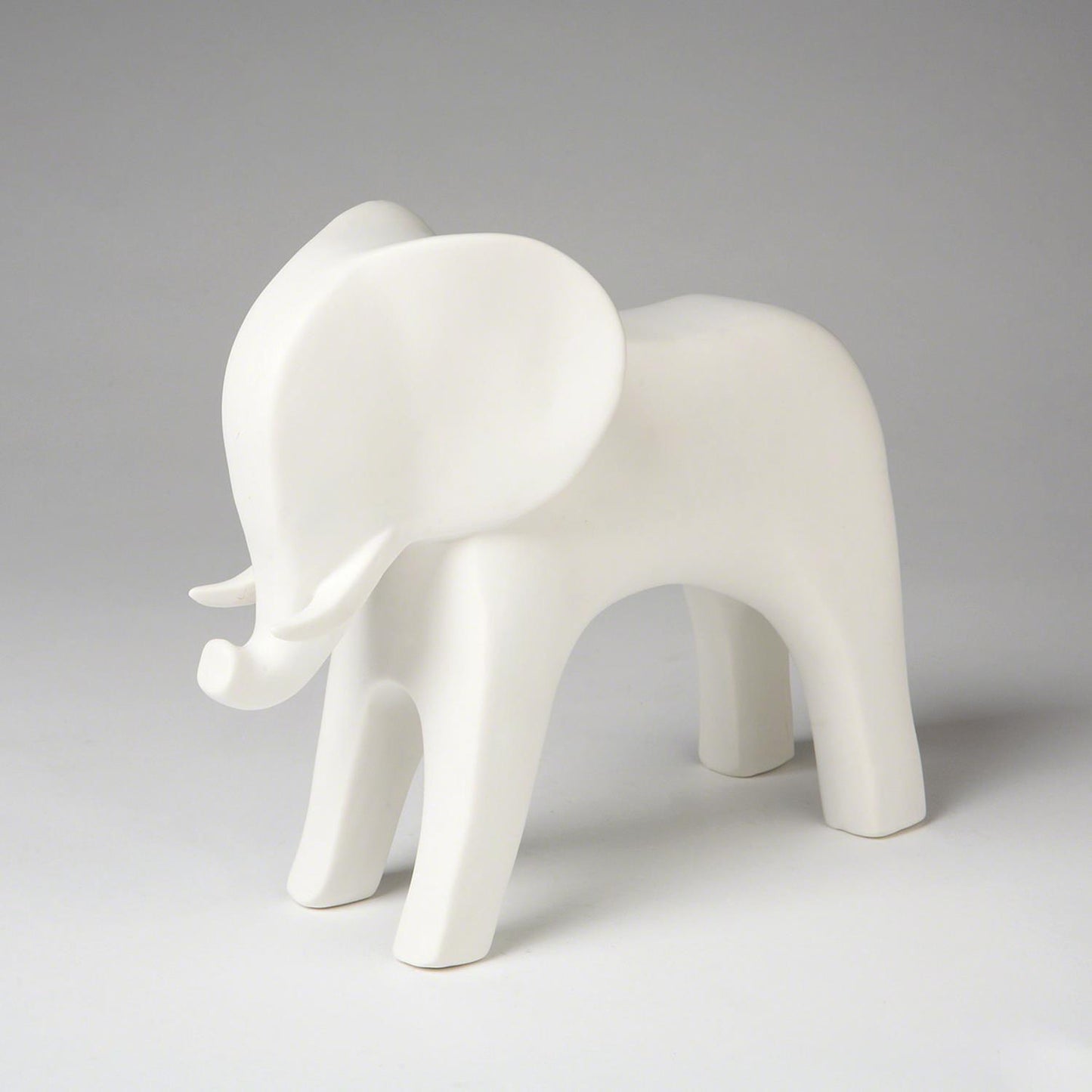 White Elephant Figurine – 9.5" Matte Ceramic Decor image 0
