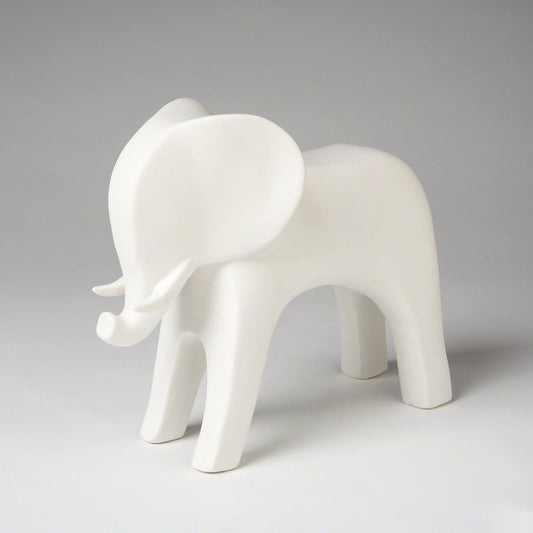 White Elephant Figurine – 9.5" Matte Ceramic Decor image 0