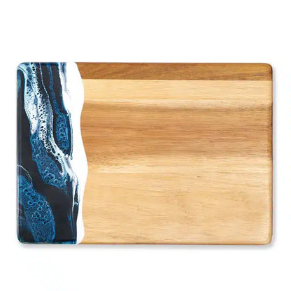 Small Resin Charcuterie Board - Navy White Metallic image