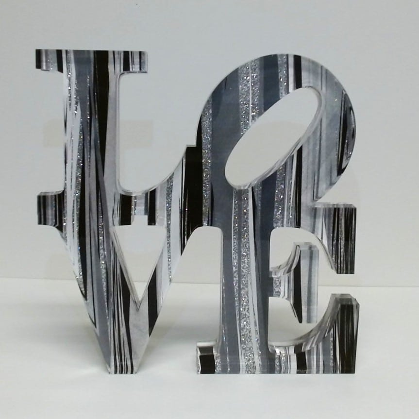 LOVE Sculpture - Black, Gray & Silver Stripes image
