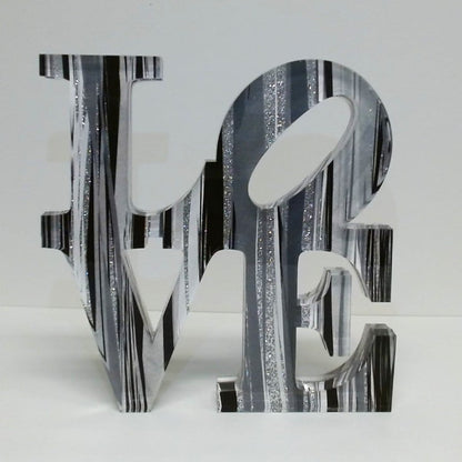 LOVE Sculpture - Black, Gray & Silver Stripes image
