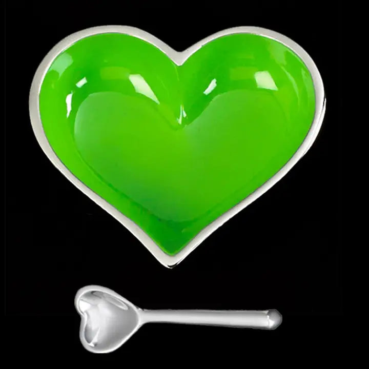 Heart Dish with Spoon - Green image