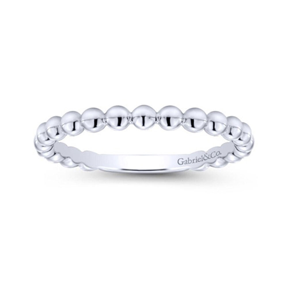 14K White Gold Beaded Band image 2