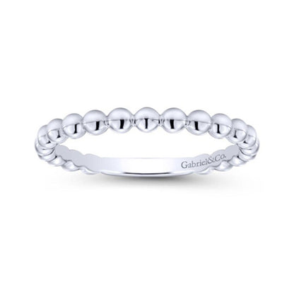 14K White Gold Beaded Band image 2