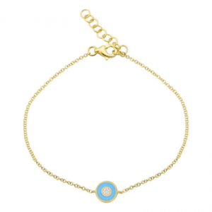 14k Yellow Gold Enamel Circle Diamond Bracelet image 0