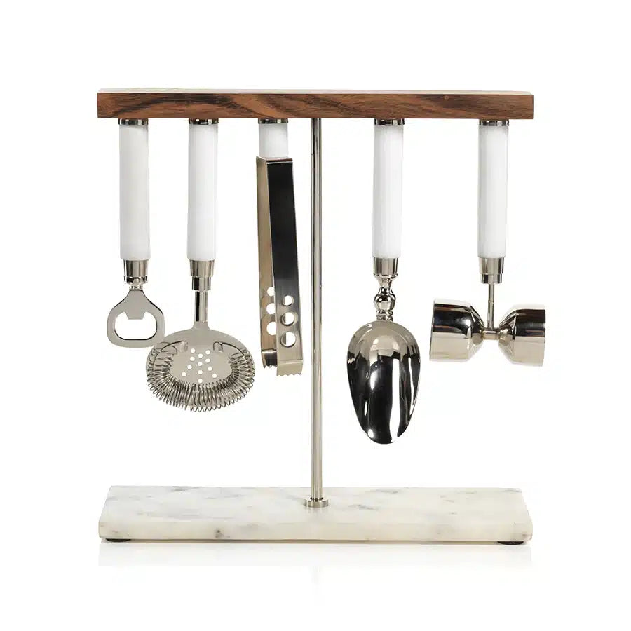 Marble  Bar Tool Set - White Marble image