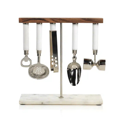 Marble  Bar Tool Set - White Marble image