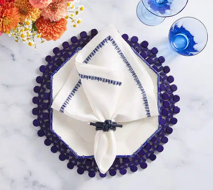 Kim Seybert Navy Blue Round Bamboo Placemat - Set of 4 image 2