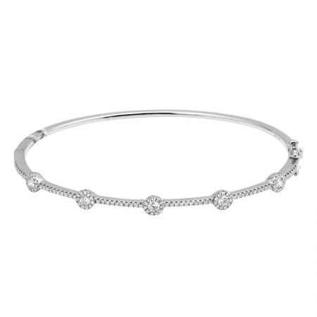 14k White Gold Diamond Station Bangle image 0