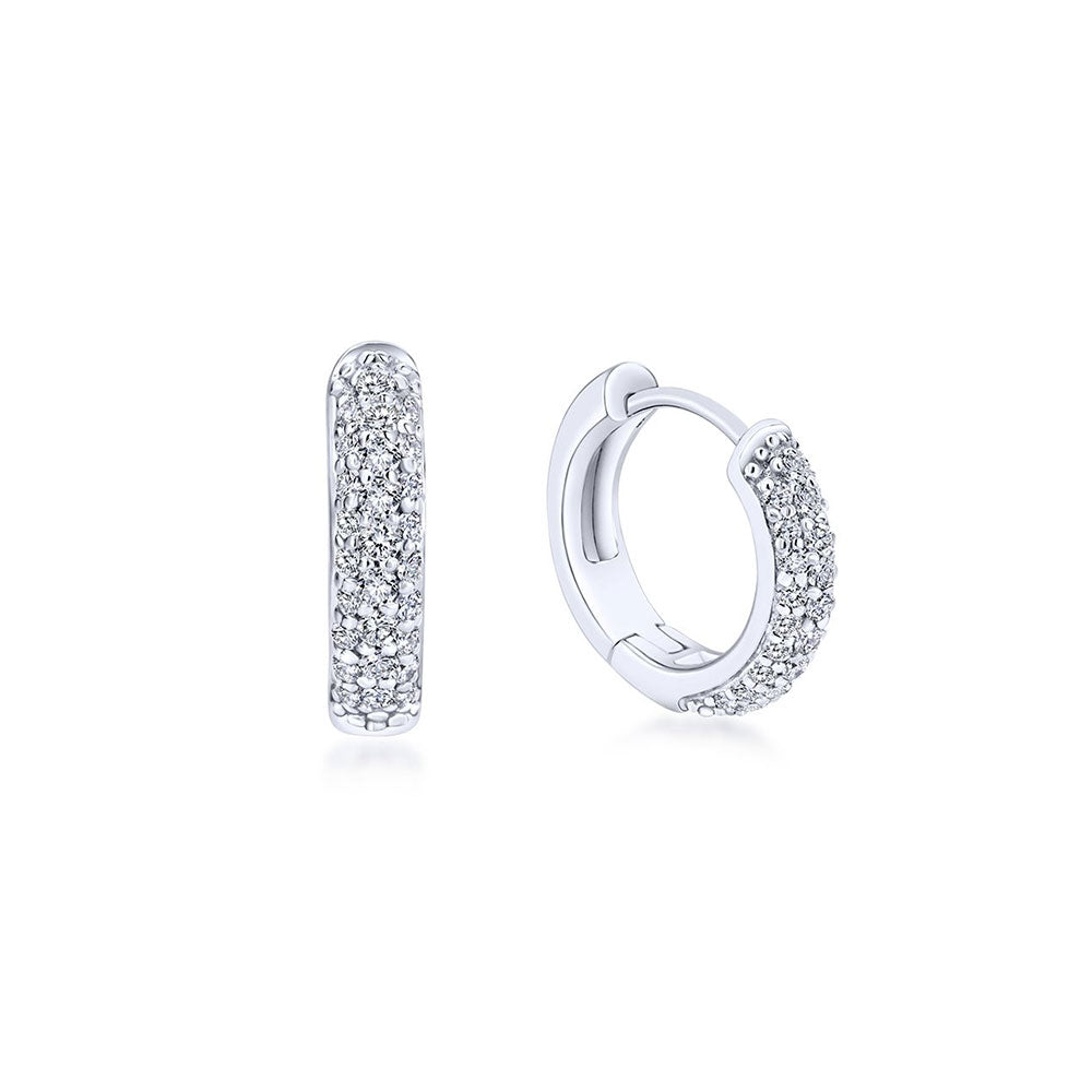 14K Pave Diamond Hoops image 0