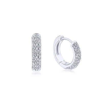 14K Pave Diamond Hoops image 0