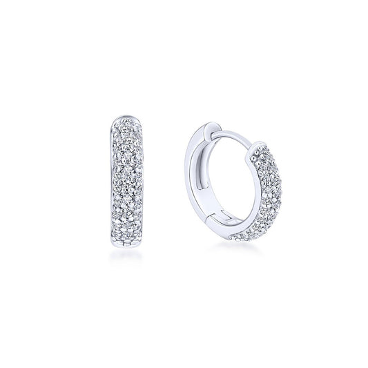 14K Pave Diamond Hoops image 0