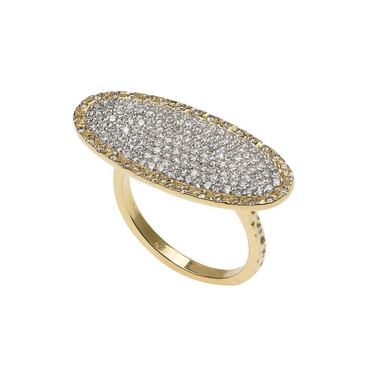 18K Oval Pave Diamond Ring - Everyday Sparkle Piece image 0
