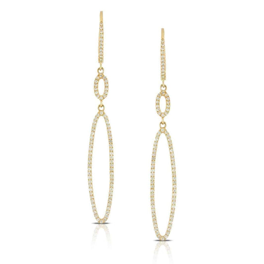 14K Yellow Gold Open Pave Diamond Earrings image 0