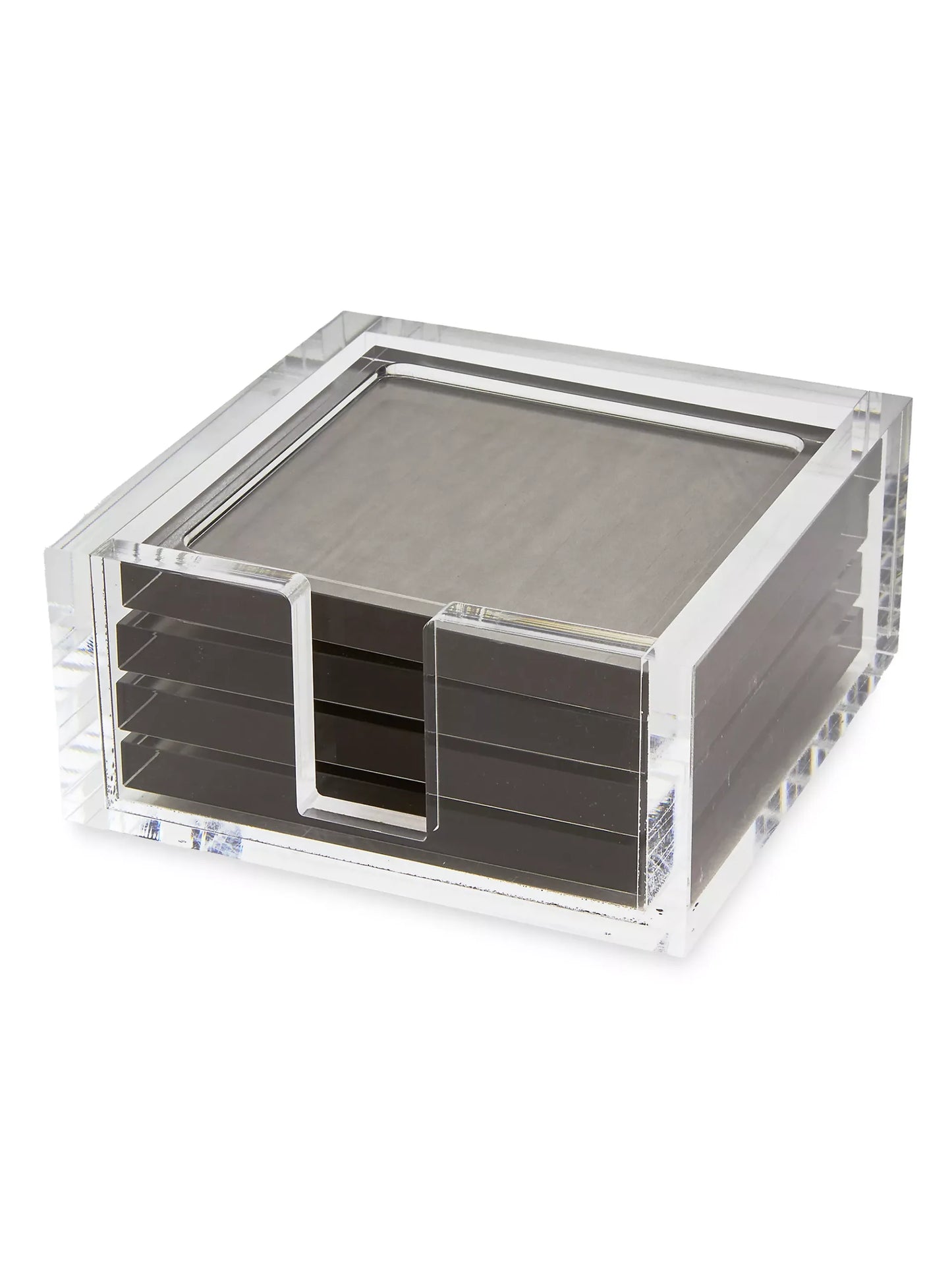 Lucite Coaster Set - Silver image