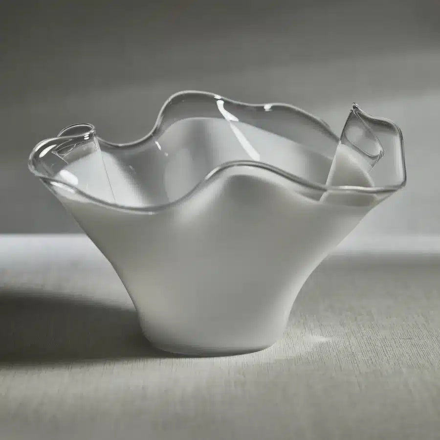 Tropezana Tall Wave Glass Bowl - White image