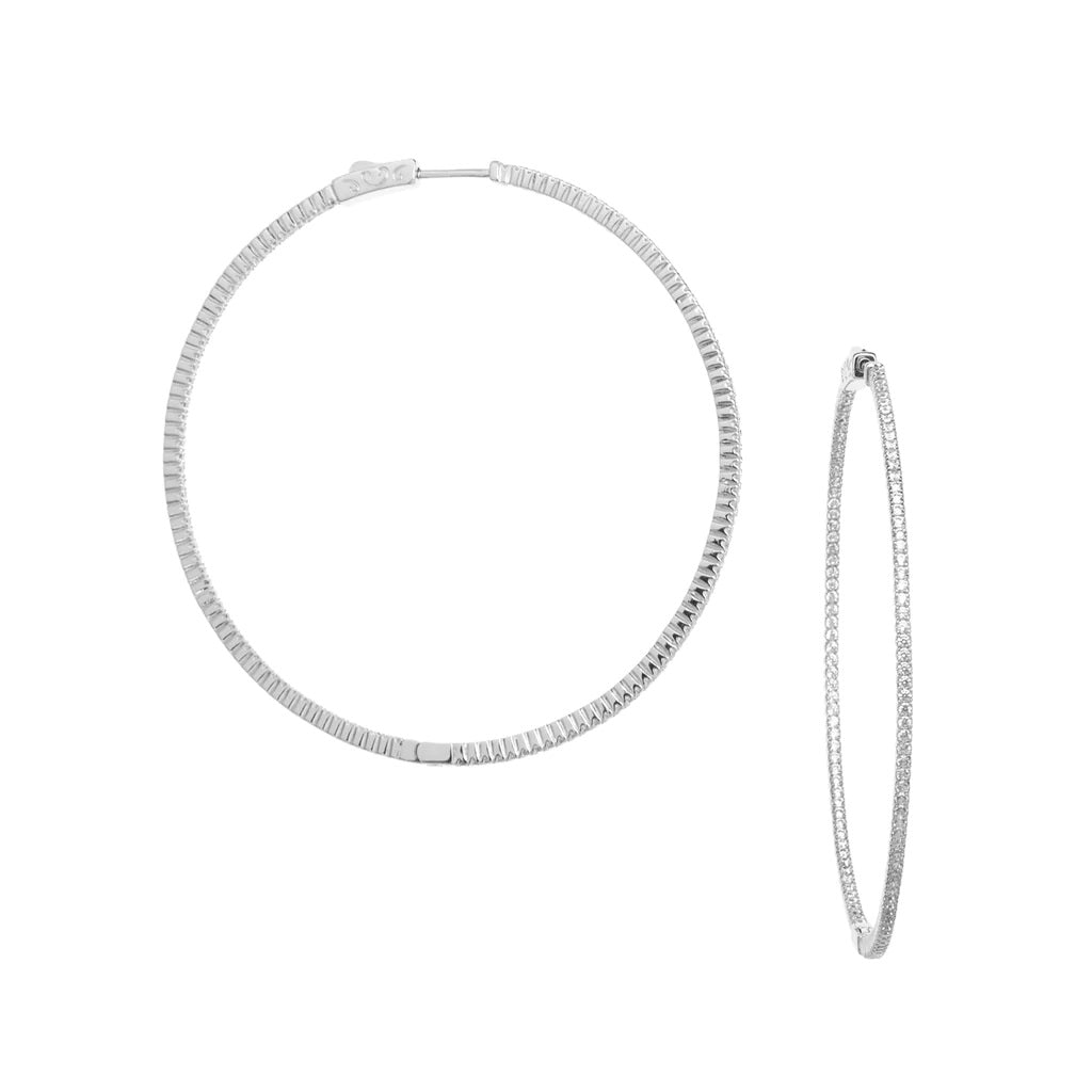 Half Pave Hoop | Silver image 0