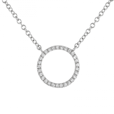 14K White Gold Diamond Open Circle Necklace image 0