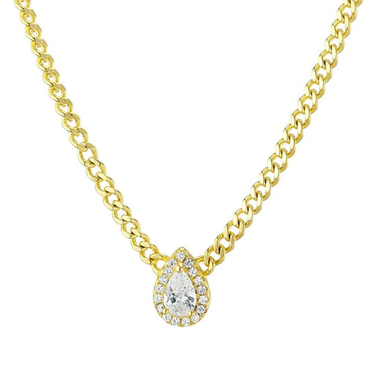 Pear CZ Curb Link Necklace image 0