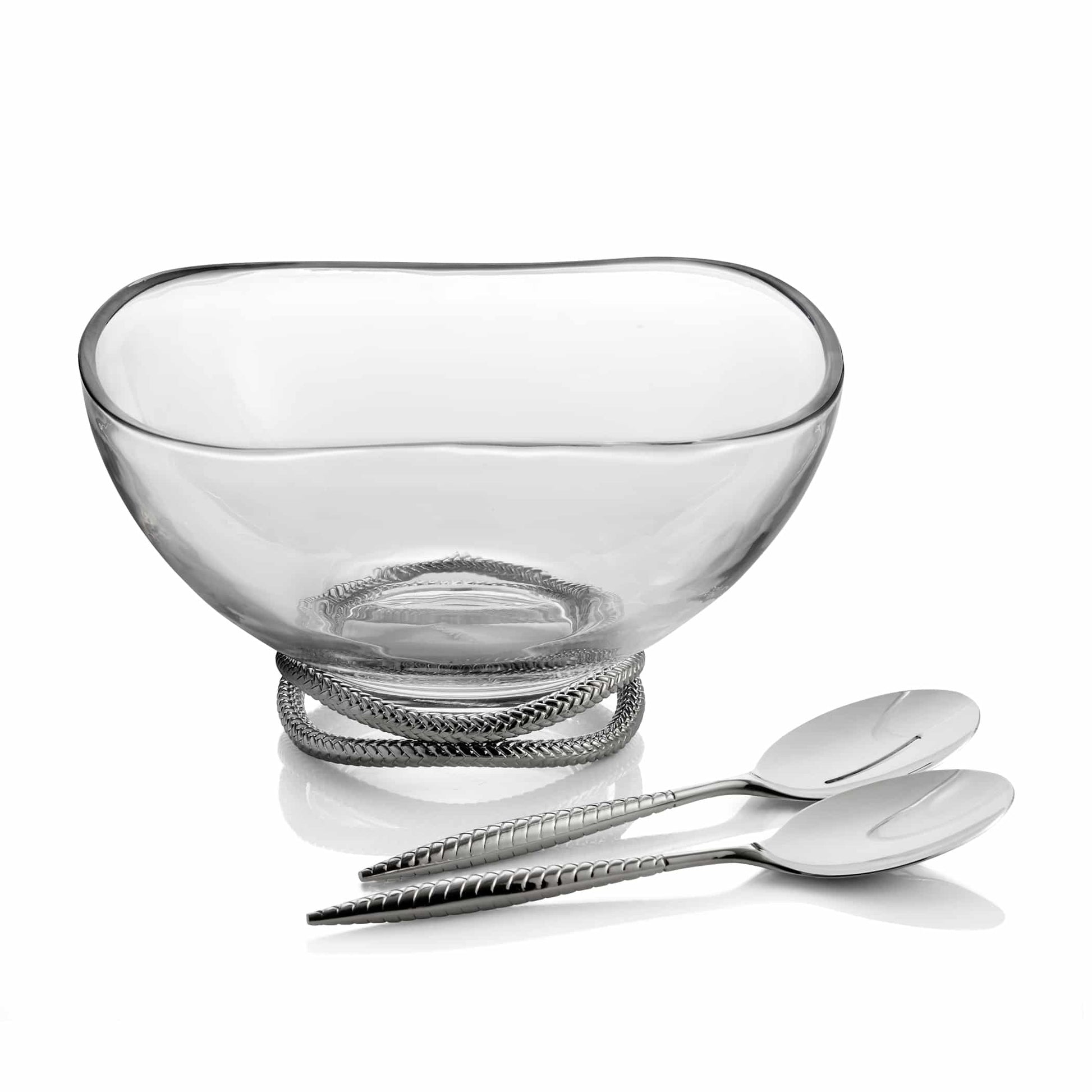 Nambe' Braid  Salad Bowl w/ Servers image 0