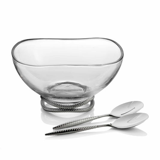 Nambe' Braid  Salad Bowl w/ Servers image 0