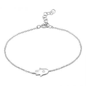 14k White Gold Hamsa Diamond Bracelet image 0