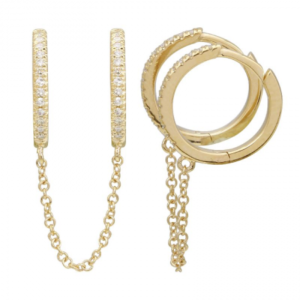 14K Diamond Double Huggie Earring image 0