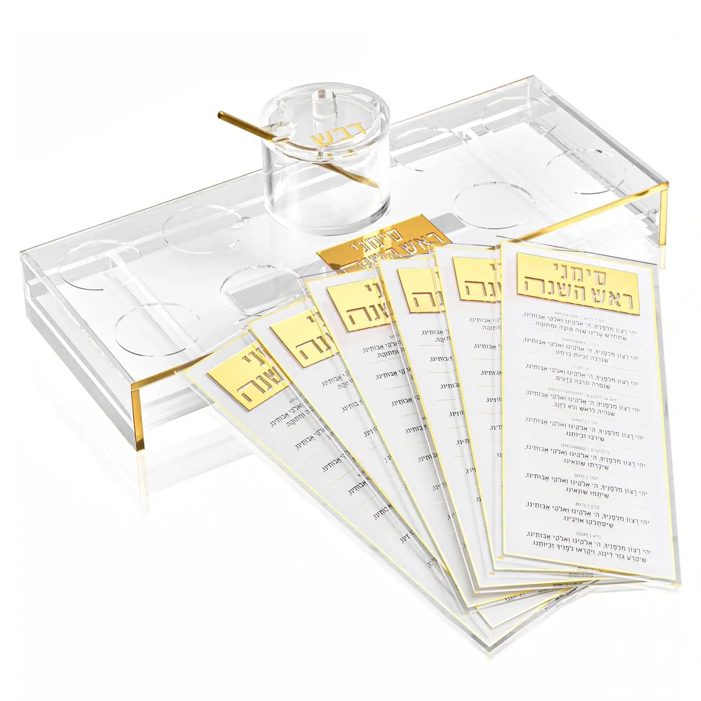 Suspended Simanim Tray Card Set - Gold image
