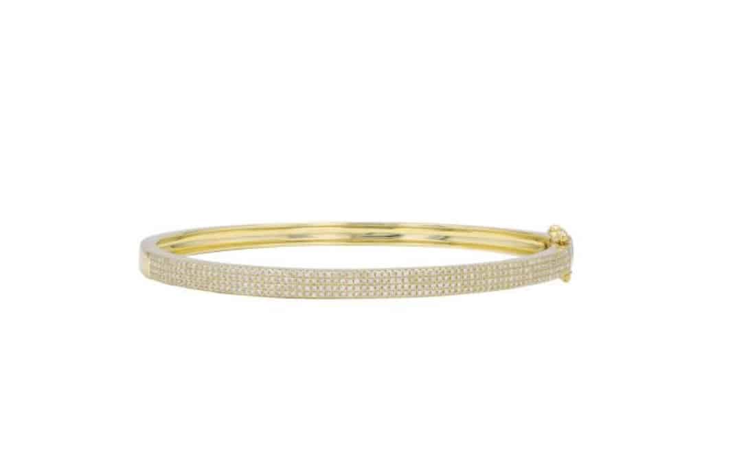 14k Yellow Gold 4-rows Pave Diamond Bangle image 0