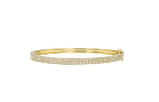 14k Yellow Gold 4-rows Pave Diamond Bangle image 0