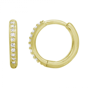 14k Yellow Gold Diamond Round Huggie Earrings image 0