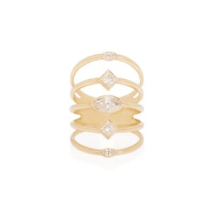 14K Marquise and Princess Diamond Five Band Ring image 0