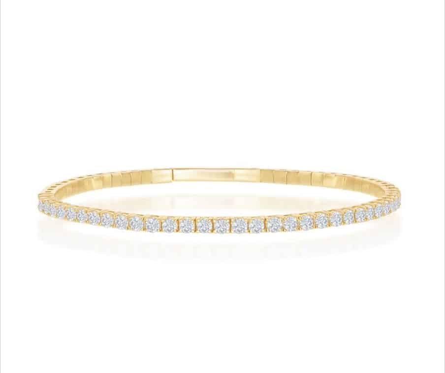 14K Yellow Gold Flexible Diamond Bangle image 0