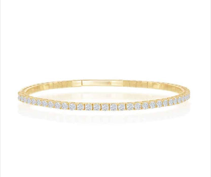 14K Yellow Gold Flexible Diamond Bangle image 0