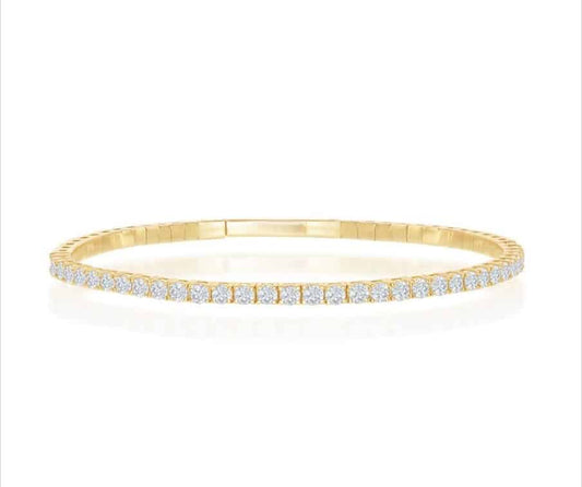 14K Yellow Gold Flexible Diamond Bangle image 0