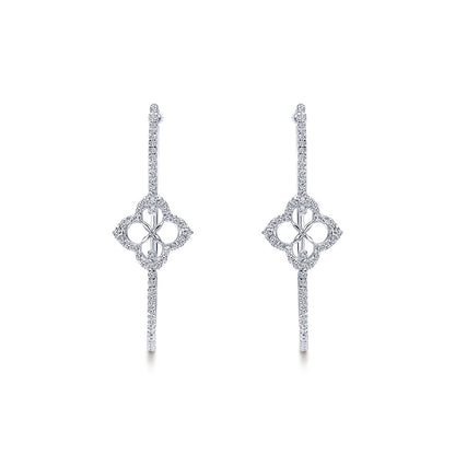 14K Diamond Clover Hoops image 2