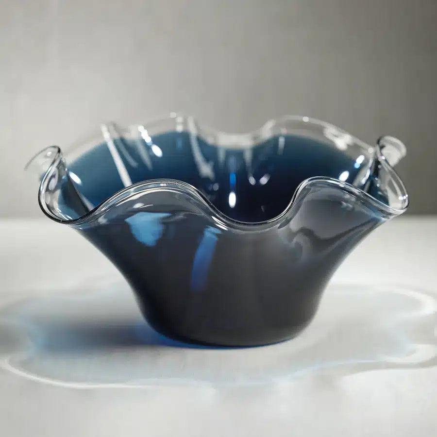 Tropezana Tall Wave Glass Bowl - Blue image