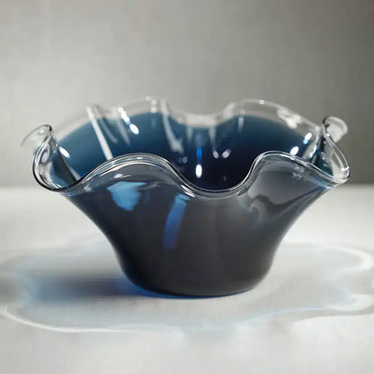 Tropezana Tall Wave Glass Bowl - Blue image