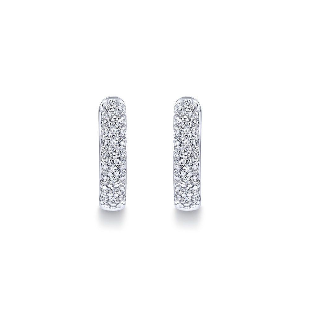 14K Pave Diamond Hoops image 2