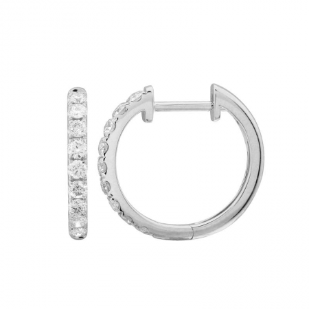 14k White Gold Diamond Huggie Earring image 0