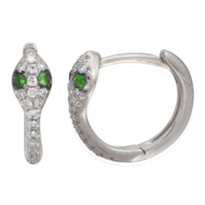Snake Diamond & Emerald Huggies image 0