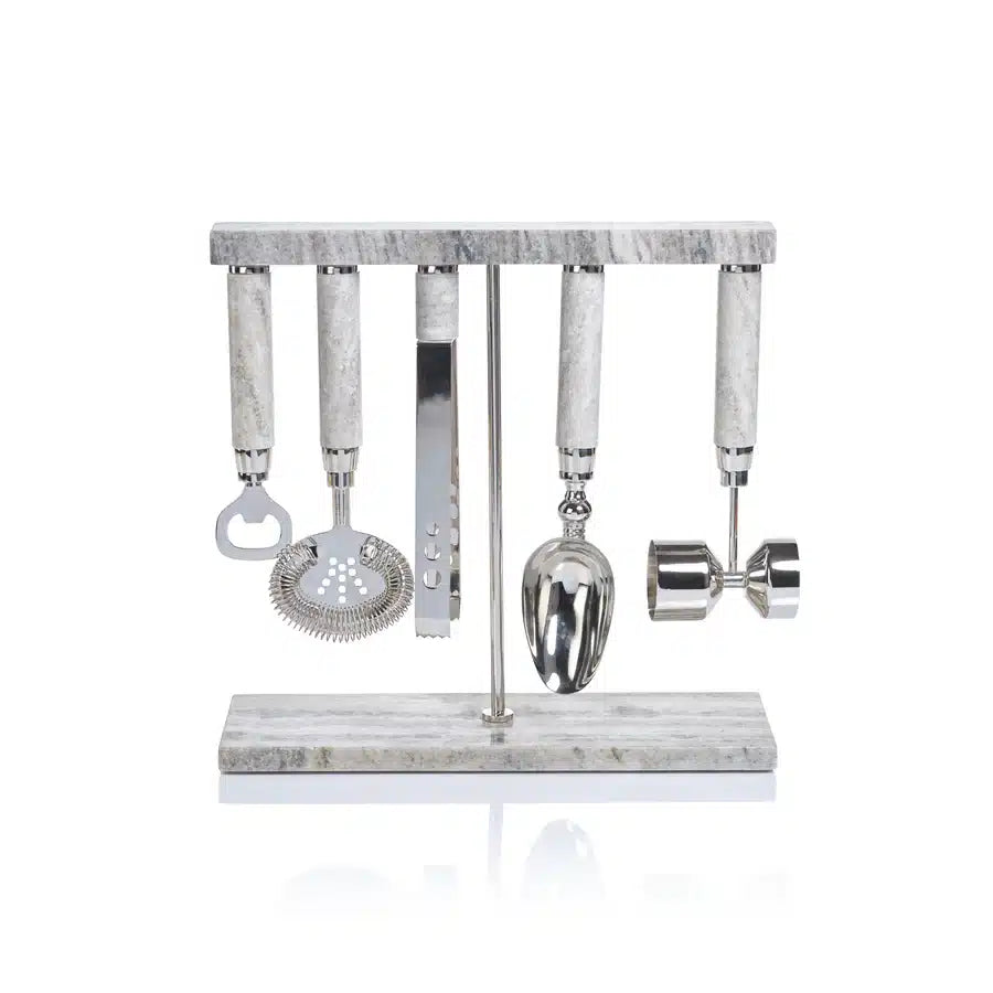 Marble  Bar Tool Set - Grey Marble image