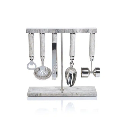 Marble  Bar Tool Set - Grey Marble image