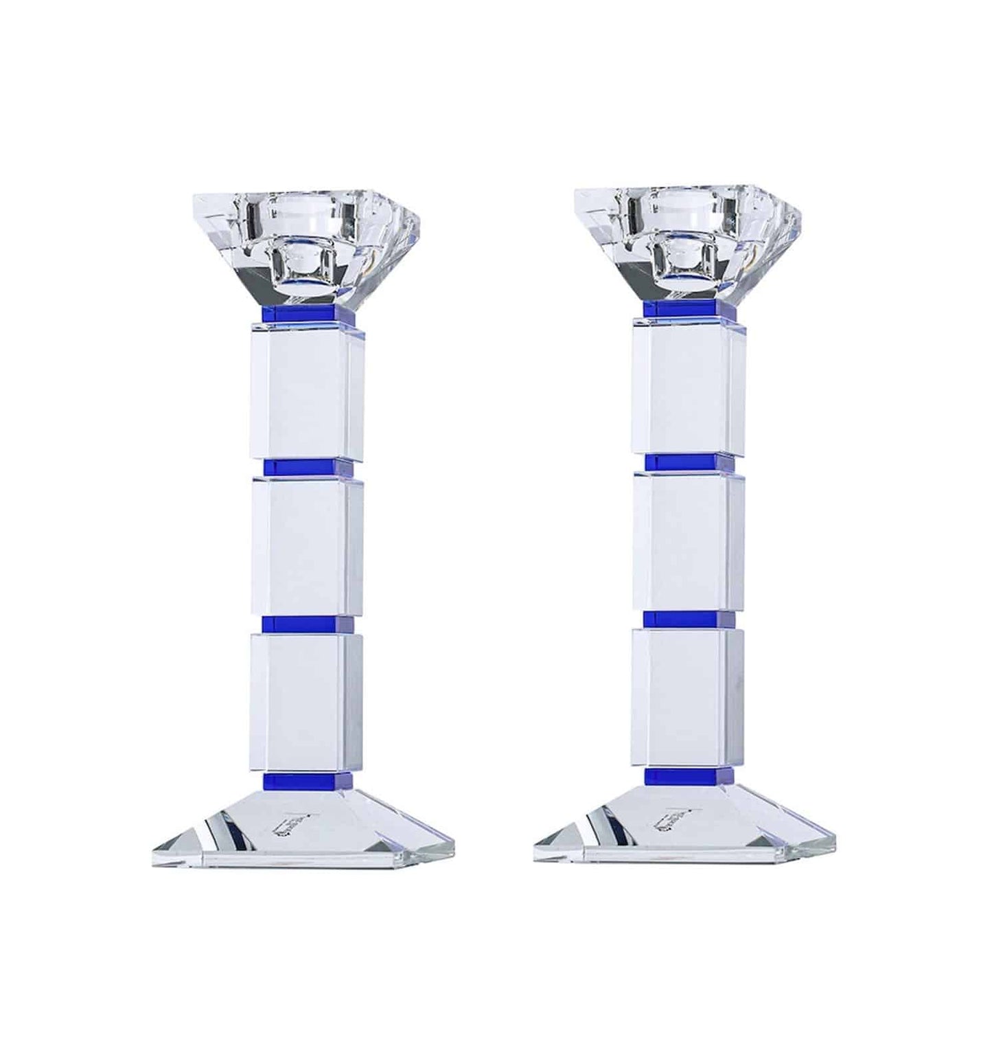 Crystal Square Design Candlesticks - Blue image