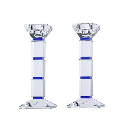 Crystal Square Design Candlesticks - Blue image