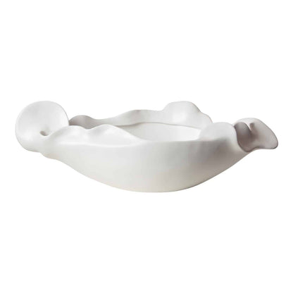 Free Form Ceramic Bowl – 29" Modern Sculptural Decor - Matte White, Large image
