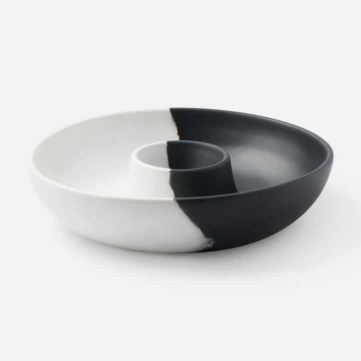Swirled Resin Chip and Dip Bowl - Black/White image