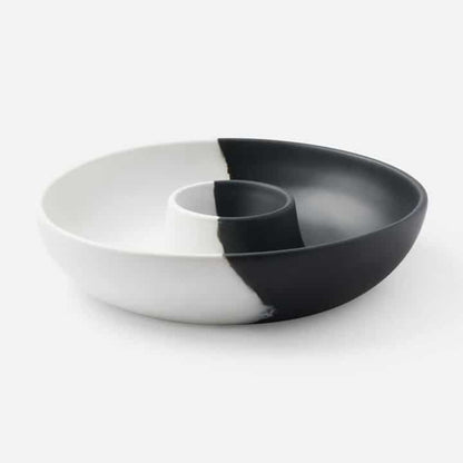 Swirled Resin Chip and Dip Bowl - Black/White image