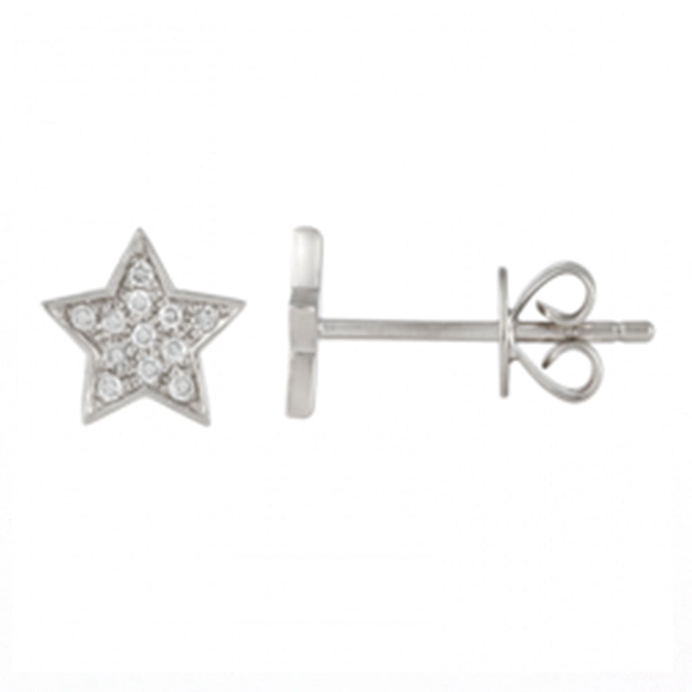 14K Gold and Diamond Star Stud Earrings image 0